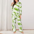 thumbnail image 2 of Pajama Sets for Women 2 Pcs, green Peas Button Down Long Sleeve Sleepwear Lounge PJ Sets, 2 of 6