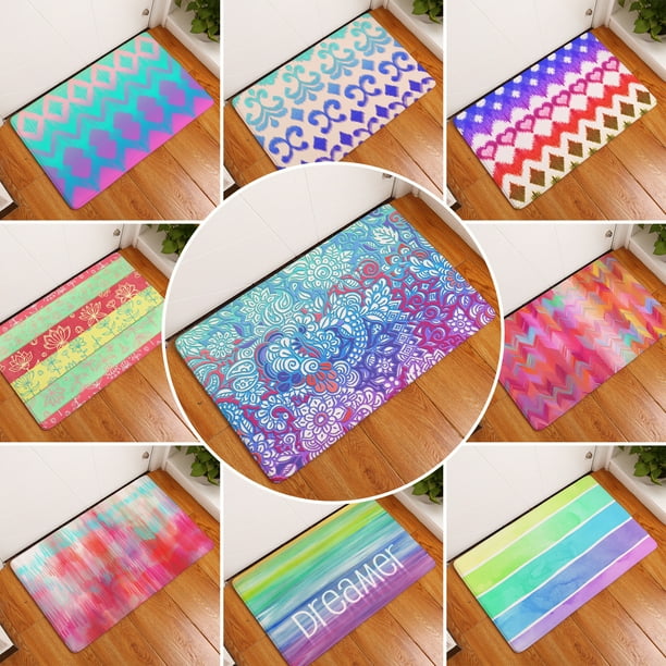 Non Slip Vintage Colorful Rainbow Floral Door Mats Doormats Indoor