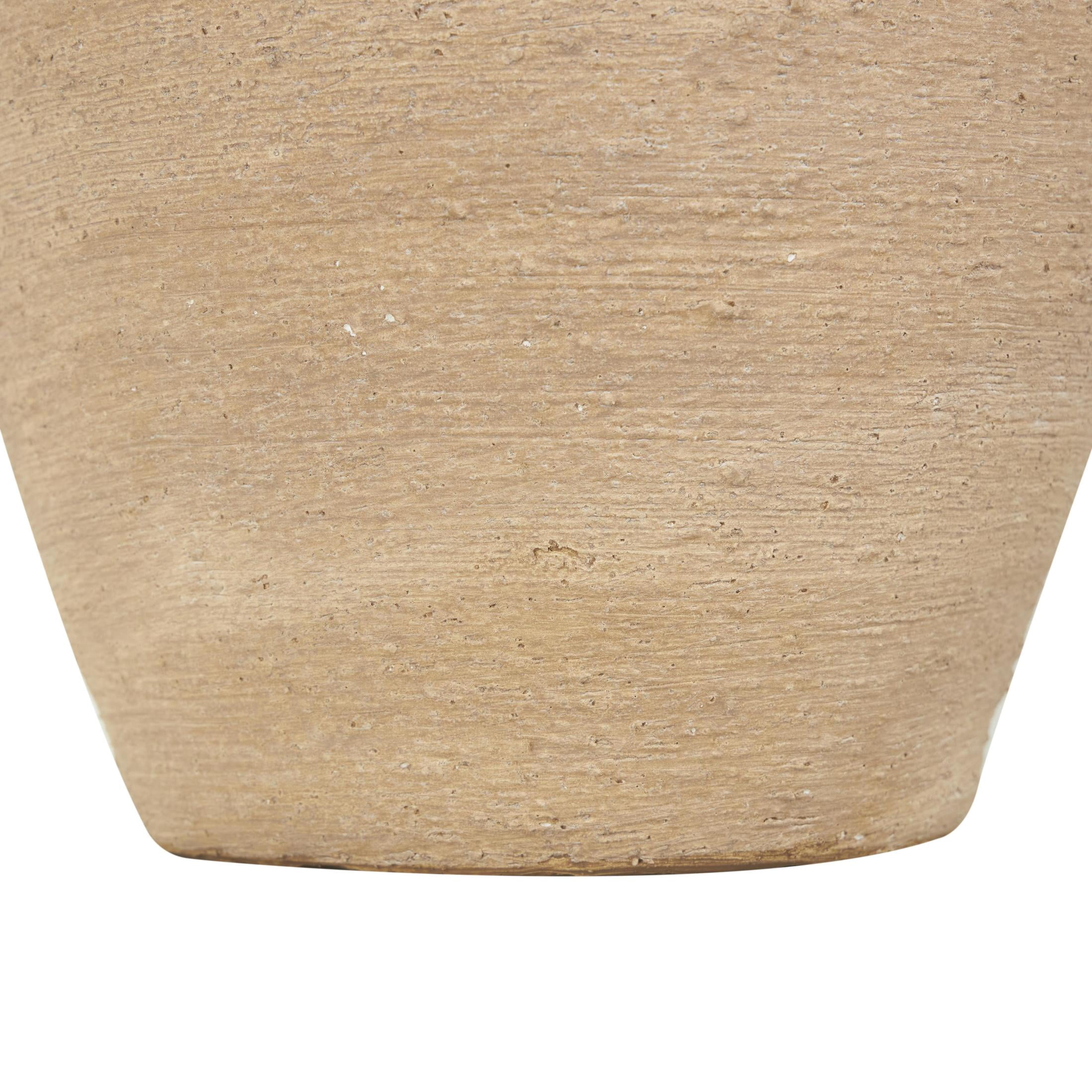 DecMode 11" Wide Textured Beige Porcelain Ceramic Vase