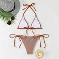 thumbnail image 5 of JoveMarine Women's Sexy String Bikini Set Three-Piece Beach Swimsuit with Micro Bottom & Cover Up for Summer Vacation and Pool Party Coffee XL, 5 of 9