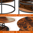 thumbnail image 6 of Behost Round Lift Top Coffee Table with Storage, Industrial Wood Coffee Table with Metal Frame for Living Room, Rustic Brown, 6 of 11