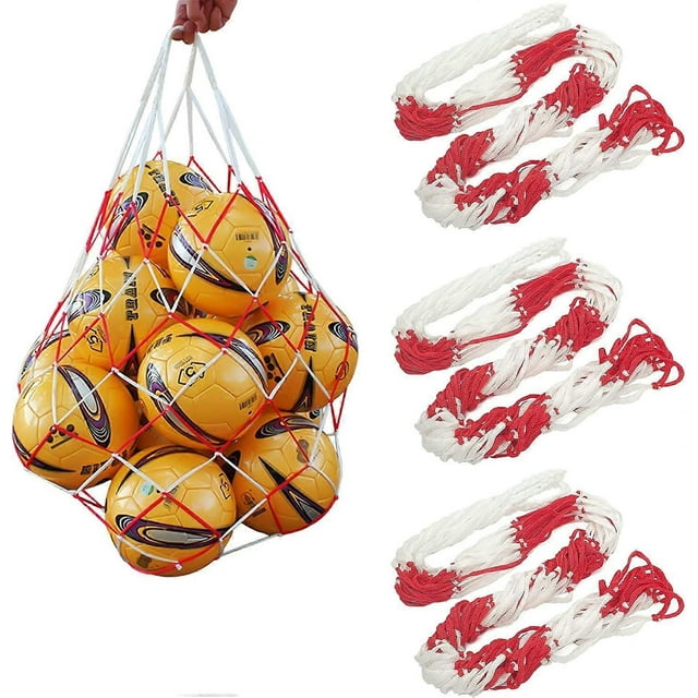 3 Pack Nylon Ball Net Bag Ball Net, Holds 10-15 Balls, Hand-woven Ball Net, Portable Ball Net, Sports Ball Net, Nylon Net for Football, Basketball, Vo