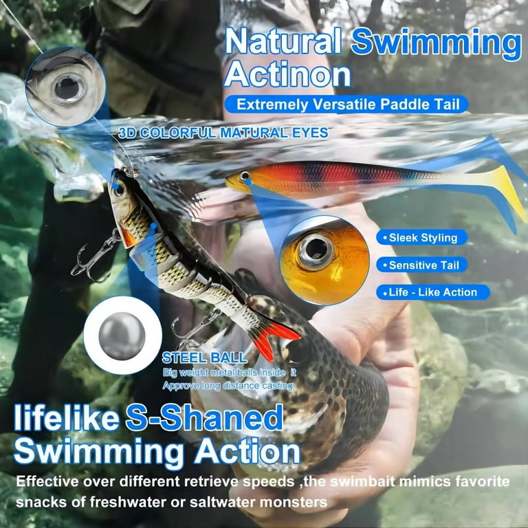 Animated Fishing Bait, Animated Fishing Lures with Hooks, Freshwater  Saltwater Bass Fishing Bait Kit, Gift for Men Keloglu