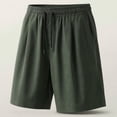 thumbnail image 5 of Men's Cotton Blend Straight Leg Sweat Shorts 7 Inch, Elastic Waist Drawstring Casual Shorts with Side Pockets, Loose Fit Breathable Workout & Lounge Shorts Army Green, 5 of 5