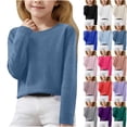thumbnail image 2 of KAUOD Girls Soft Fit Sweater Long Sleeve Crew Neck Ribbed Knit Pullover Sweatshirts Kids Cotton Stretchy Shirt Tops Clothes, 2 of 8
