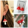 thumbnail image 3 of Boucles d'Oreilles Stéréo à Pois Champignon Pendentif Collier Ensemble-Rouge, 3 of 8