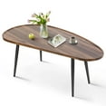 thumbnail image 6 of Modern Mango Tabletop Coffee Table,  Oval End Table with Wooden Top Board and Metal Legs, Curved Capsule Centre Coffee Table ,for Living Room, Bedroom, Office, Apartment, Easy to Assemble, Walnut, 6 of 6