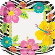 9" Wild Luau Square Paper Dinner Plates, 8ct