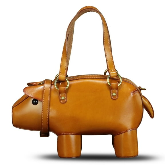 Genuine Leather Purse and Handbag for Women Pig Shape Crossbody Shoulder Bag