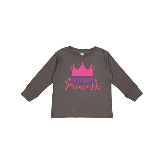 Inktastic Birthday Princess, Little Princess, Crown, Stars Girls Long Sleeve Toddler T-Shirt
