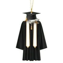 2025 Graduation Gown Ornament - Wood & Acrylic Keepsake Hanging Decoration for Christmas Tree/Graduation Party/Gift, Personalized Year & School Motif (Black)​
