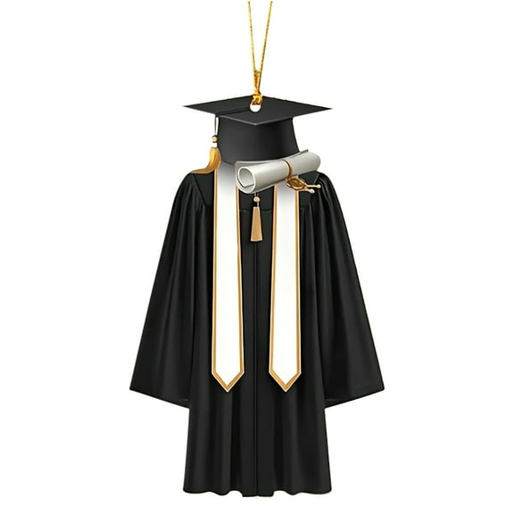 2025 Graduation Gown Ornament - Wood & Acrylic Keepsake Hanging Decoration for Christmas Tree/Graduation Party/Gift, Personalized Year & School Motif (Black)​