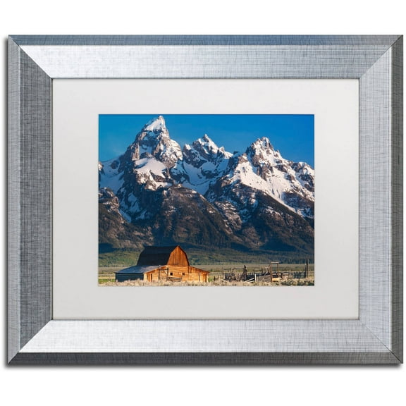 Trademark Fine Art "John Moulton Barn" Canvas Art by Michael Blanchette Photography White Matte, Silver Frame