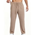 thumbnail image 6 of Lmnyox Men's Sweatpants Wide Leg Solid Color Elastic Waist Drawstring Sports Pants Loose Textured Joggers with Pockets, 6 of 9