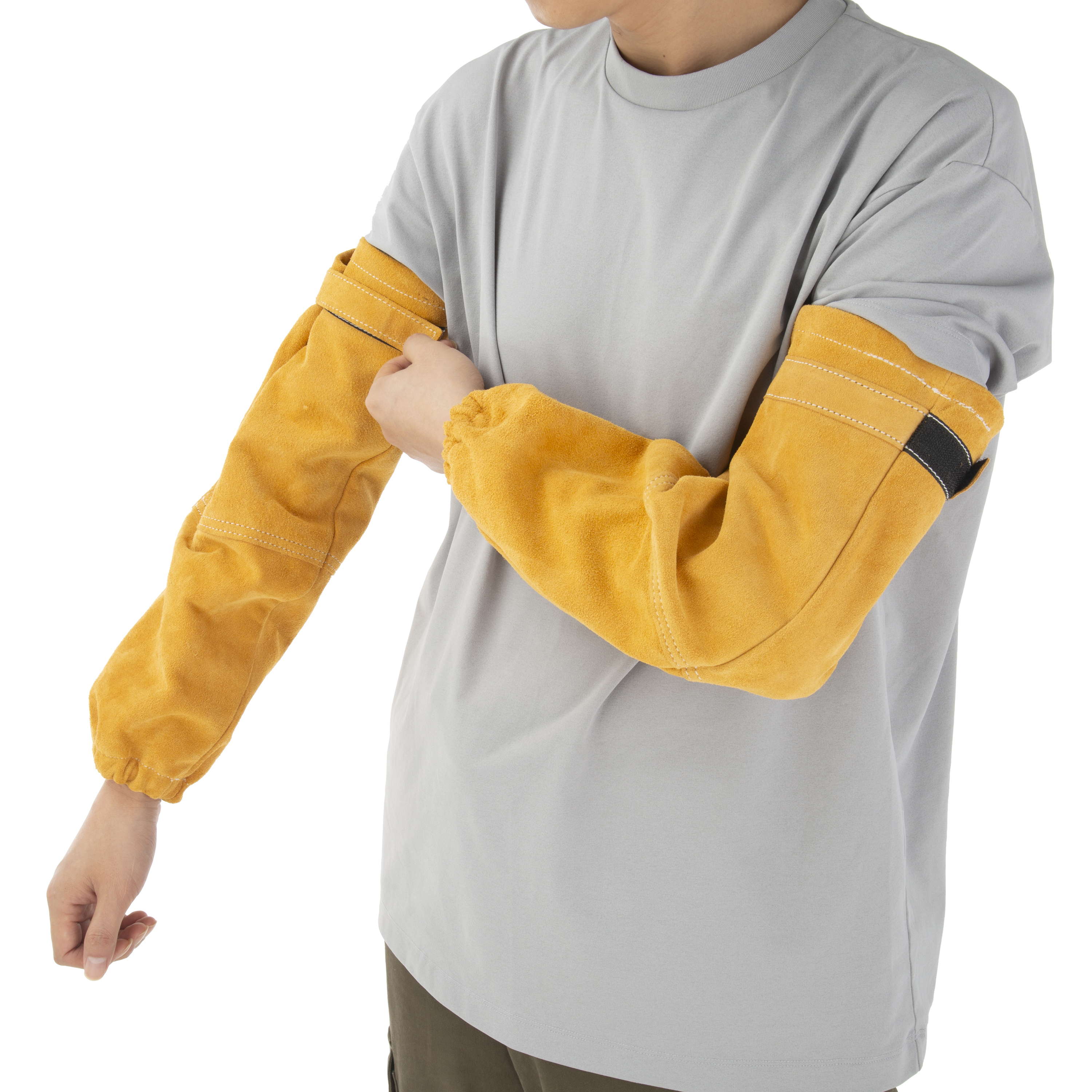 Hyper Tough Leather Welding Work Sleeves Pair - Durable Protection