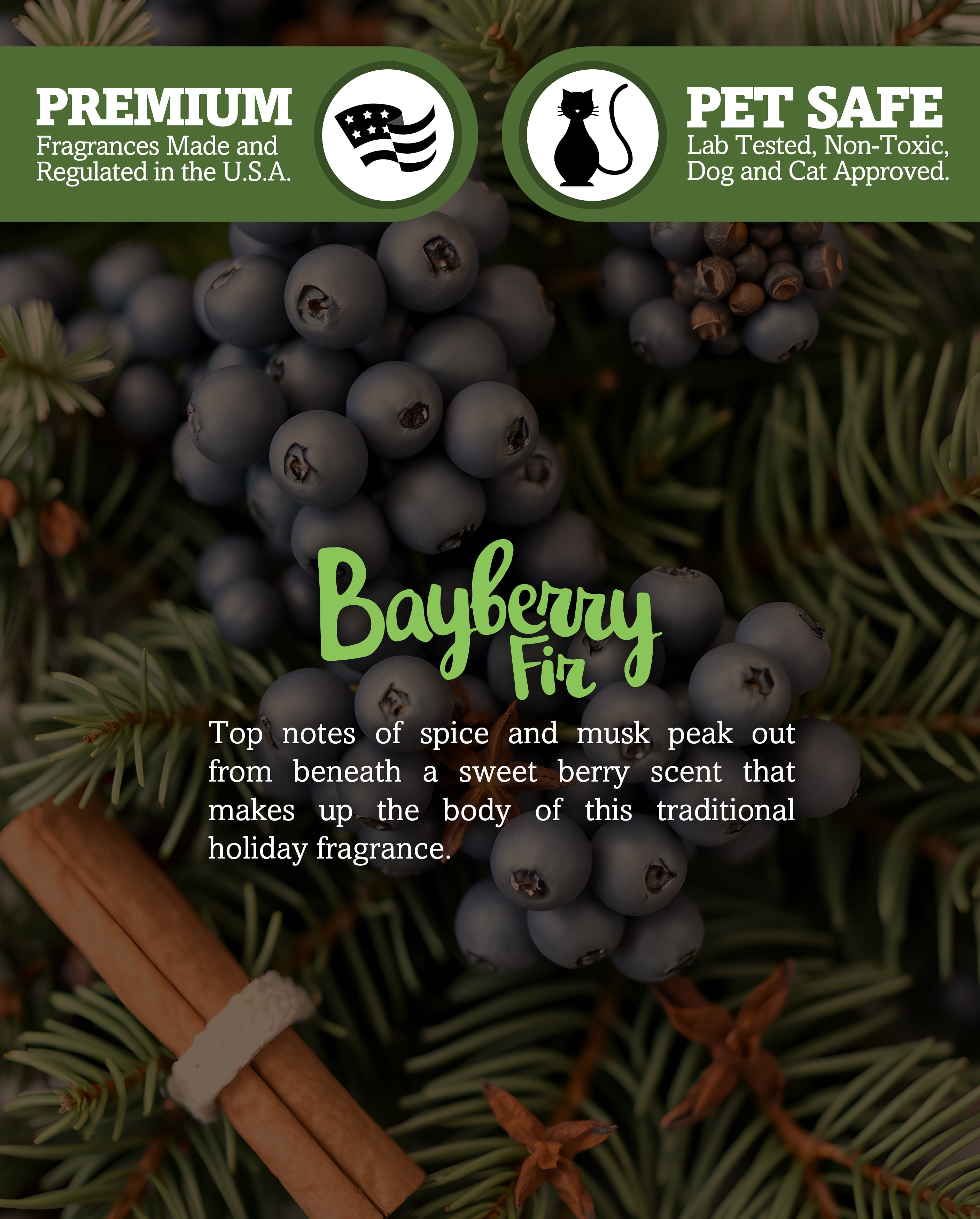 Bayberry Fir All Natural 3 Wick Candle - Made with Responsibly Sourced Soy and Essential Fragrance Oils - Phthalate & Paraffin Free, Vegan, Non-Toxic
