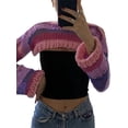 thumbnail image 2 of KOMOO Women Patchwork Crop Top Sun Protection Breathable Crochet Tee Summer Knitted Patched Tops, 2 of 9