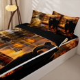 thumbnail image 3 of Manfei Black Bear Zipper Twin Comforter Sets with Fitted Sheet and 2 Pillowcases,Autumn Deer Pattern Zipper Bedding Set,Black Reversible,4pcs, 3 of 8