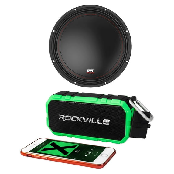 MTX 3510-04 10" 500 Watt Car Audio Subwoofer SVC 4-Ohm Sub+Bluetooth Speaker