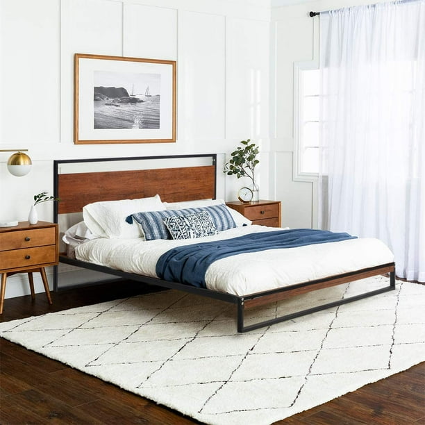 Erommy King Size Metal Bed Frame With Wooden Board Heavy Duty Industrial Platform Strong Slats Easy Assembly Com Erommy King Size Metal Bed Frame With, Wooden Board For King Size Bed Frame
