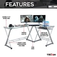 thumbnail image 3 of Techni Sport Gaming Desk with Clear Glass Top, Silver, 3 of 7