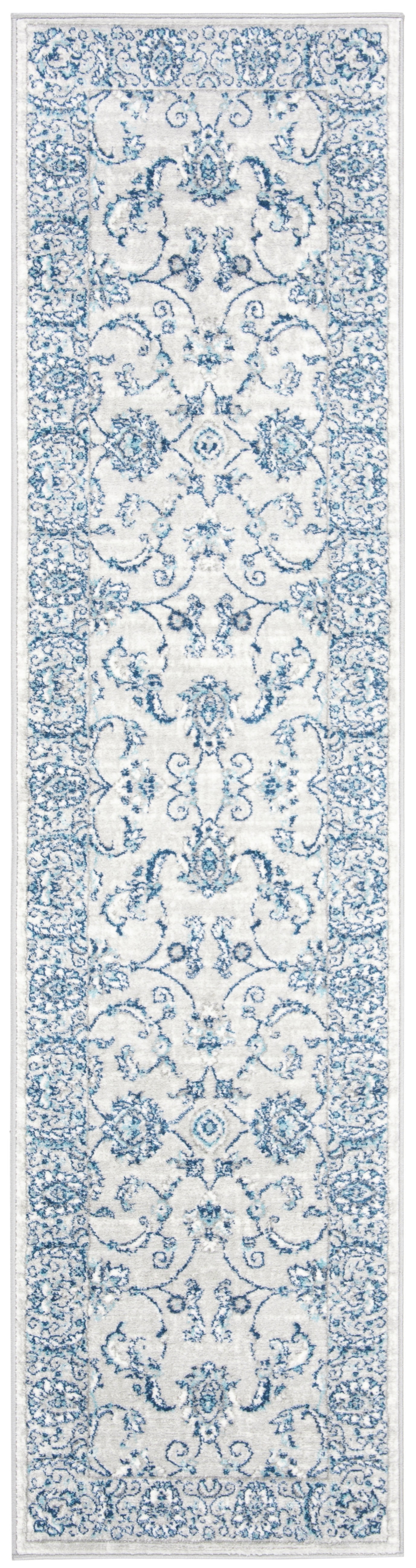 SAFAVIEH Brentwood Aloysius Oriental Runner Rug, Light Gray/Blue, 2' x 8'