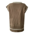 thumbnail image 5 of RMGVDSD Womens Tops V Neck Oversized Sweaters Vest Sleeveless Knit Pullover Striped Sweater Casual Tennis Top Solid Color Sweater Fall Outfits for Women /Khaki, 5 of 6
