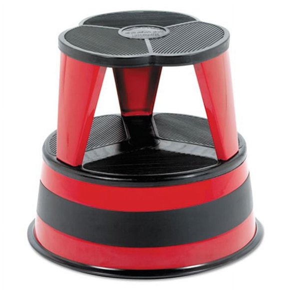 Cramer Industries 100143 Kik-Step Steel Step Stool - Red, 350 lb Duty Rating, Spring-mounted Casters