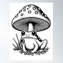 Frog Under A Mushroom - Nature'S Shelter Poster Wall Art, Modern Wall Decor For Living Room Bedroom, 16x24 UNFRAMED