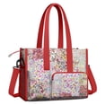 thumbnail image 2 of Teacher Tote Bag,Pioneer Flower Floral Print Pattern Teacher Utility Tote Bag,Large Work Tote Bags for Women with Multiple Pockets,Top Zipper Closure,13.8x10.6x6.7 Inch, 2 of 5
