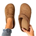 thumbnail image 4 of uublik Women Slippers Breathable Fabric Soft Sole House Shoes Non Slip Slippers, Coffee, 4 of 6