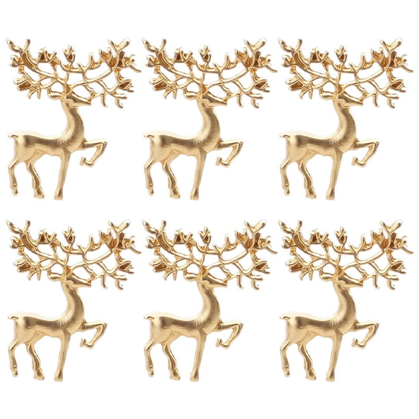 6 broches navideños con forma de alce, pasadores de moda, ramilletes retro dorados