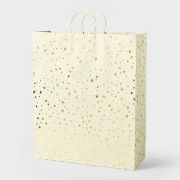 XXL Foil Print Stars Gift Bag Cream/Gold - Spritz