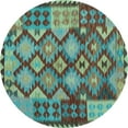 thumbnail image 1 of Ahgly Company Indoor Round Oriental Light Blue Traditional Area Rugs, 8' Round, 1 of 4