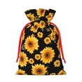 thumbnail image 2 of Linen Bundle Pocket Gift Bag Drawstring Opening And Closing Method For Christmas Birthday Anniversary As A Gift Packaging Small Yellow Sunflowers Black Background, 2 of 8