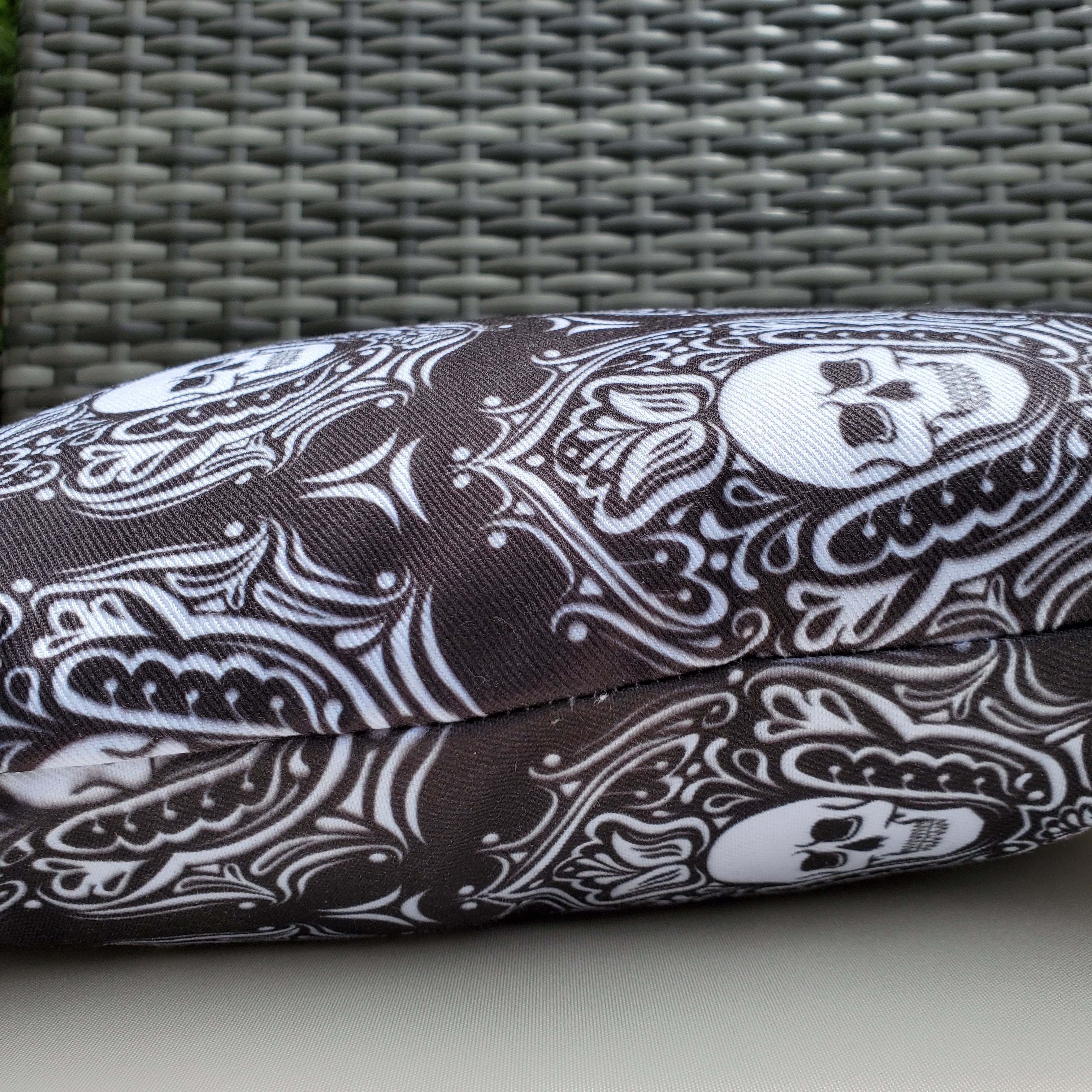 Outdoor Skull Pillow-Black & White