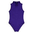 thumbnail image 6 of inhzoy Kids Girls Cutout Back Ballet Gymnastic Dance Leotard Mock Neck Tank Bodysuit Purple 10-12, 6 of 8