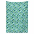 thumbnail image 2 of Christmas Tablecloth, Graphics Santas and Snowmen with Stars and Spruce Trees, Rectangle Satin Table Cover Accent for Dining Room and Kitchen, 60" X 90", Lime Green Multicolor, by Ambesonne, 2 of 2
