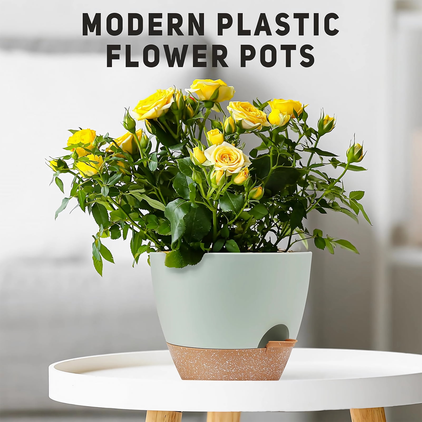 West Bay 12" 10" 9" Large Self Watering Plant Pots, 3 Pack Flower Pots Planters with Multi Mesh Drainage Holes for Indoor Outdoor Garden Plants and Flowers (Green)