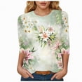thumbnail image 2 of Towmus Womens Summer Tops 3/4 Sleeves T-Shirts Round Neck Cute Tunic Tops Basic Tees Blouses Loose Fit Pullover Shirt Dressy Tops for Women, 2 of 5
