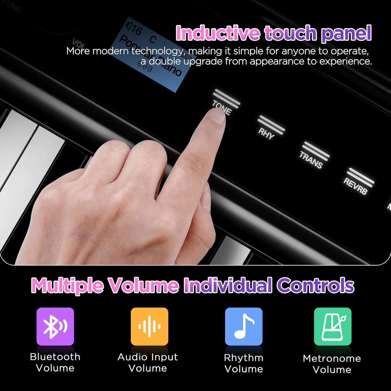 TERENCE Keyboard Piano 88 Keys V50 Digital Piano Weighted Dynamic Keyboard 30W Speakers Touch-Sensitive Control Panel Inbuilt Video and Audio Recording Feature