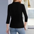 thumbnail image 4 of Golf Polo Shirts for Women 3/4 Sleeve Collared Shirts Moisture Wicking Tennis Polo Shirt with Button Down Gym Blouses Black S, 4 of 5