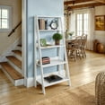 thumbnail image 4 of Walker Edison 4-Shelf Wood Leaning Ladder Bookcase, White, 4 of 12