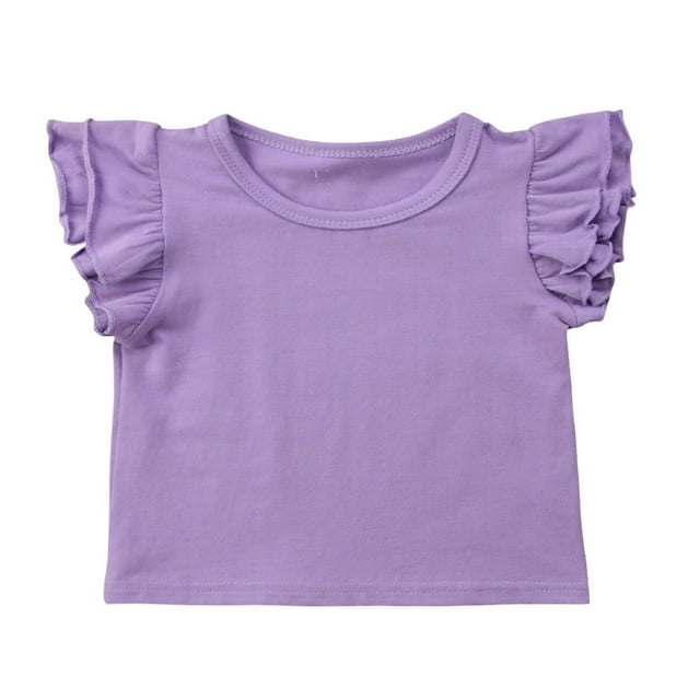 Infant Toddler Baby Girl Top Basic Plain Ruffle T-Shirt Blouse Casual Clothes