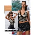 thumbnail image 3 of ZXSXSY Women's Leopard Print Sleeveless Lace Trim V Neck Streetwear Y2K Crop Top, 3 of 8