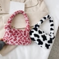 thumbnail image 2 of Fashion Women Cow Print Mini Shoulder Bags Female Winter Plush Underarm Bags Leopard Zebra Pattern Fluffy Tote Bags Small Purses Zebra D 26x14x3CM, 2 of 6