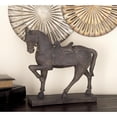 thumbnail image 4 of 14" x 15" Brown Polystone Prancing Horse Sculpture, by DecMode, 4 of 18