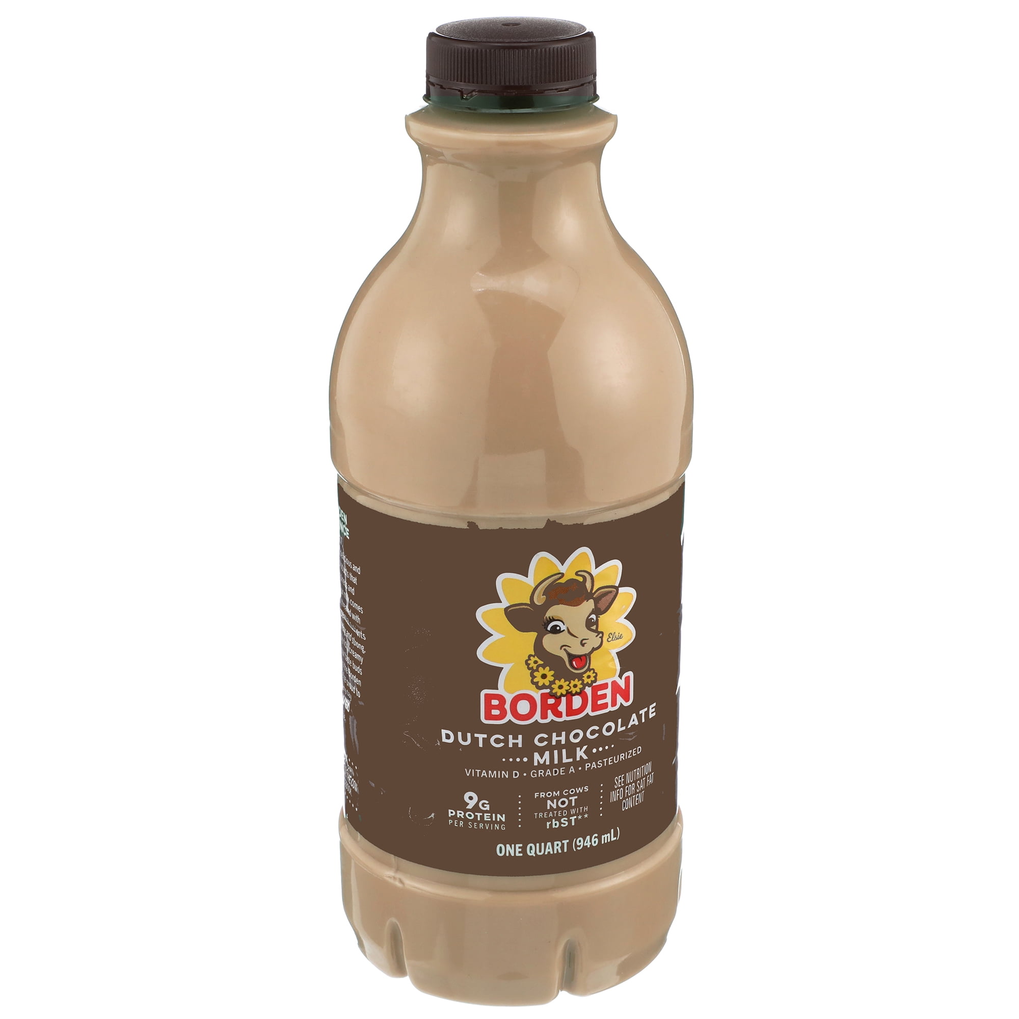 Borden Dutch Chocolate Milk, 1 Quart Bottle, Liquid, Refrigerated, Contains Dairy