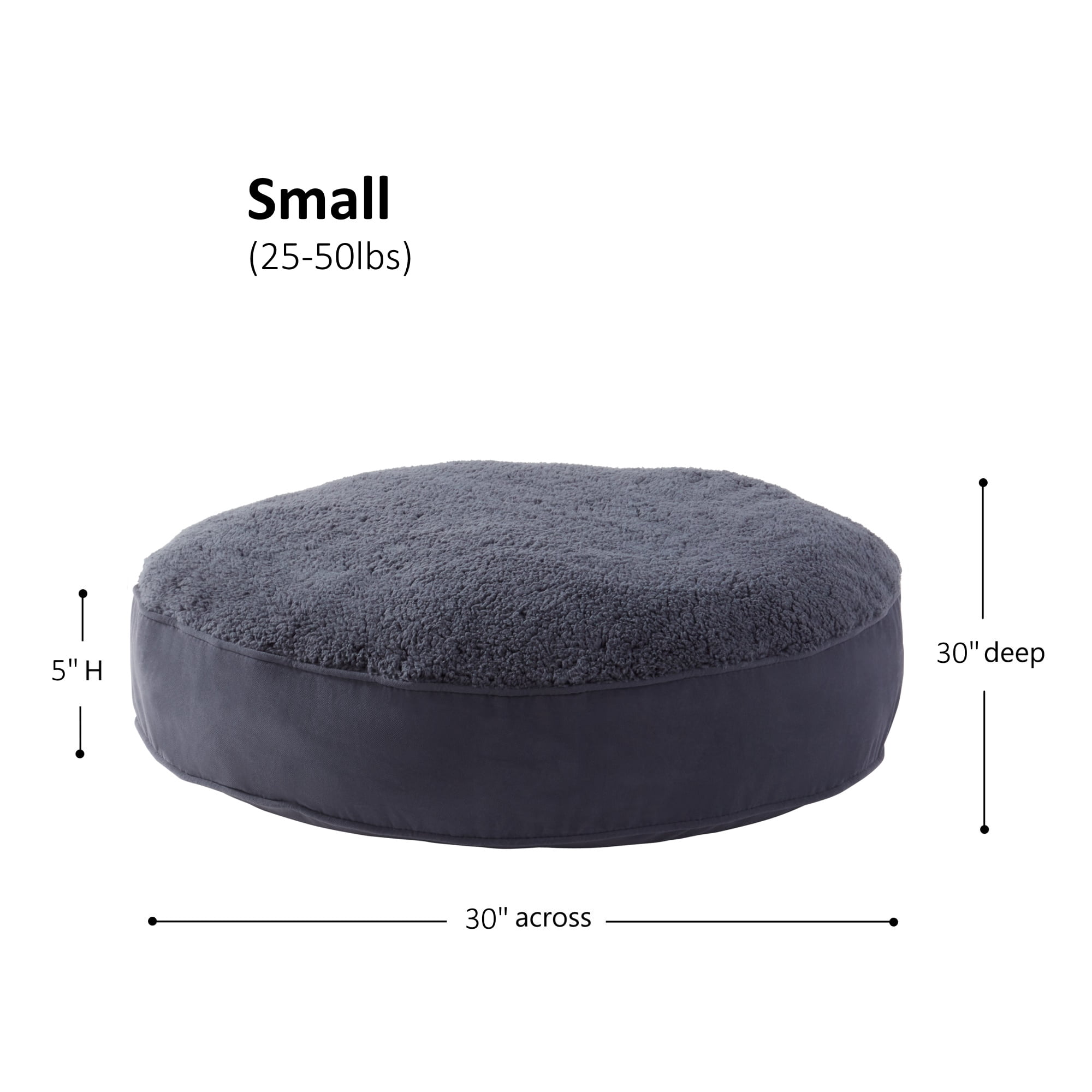 Happy Hounds Scout Sherpa Round Pillow Dog Bed, Blue Steel, Small (30 x 30 in.)