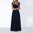 thumbnail image 2 of Summer Saving Wycnly Summer Dresses for Women Elegant Lace Patchwork Evening Party Pleated Swing Long Dresses 2024 Sleeveless V-Neck Solid Maxi Formal Dress Navy s, 2 of 5